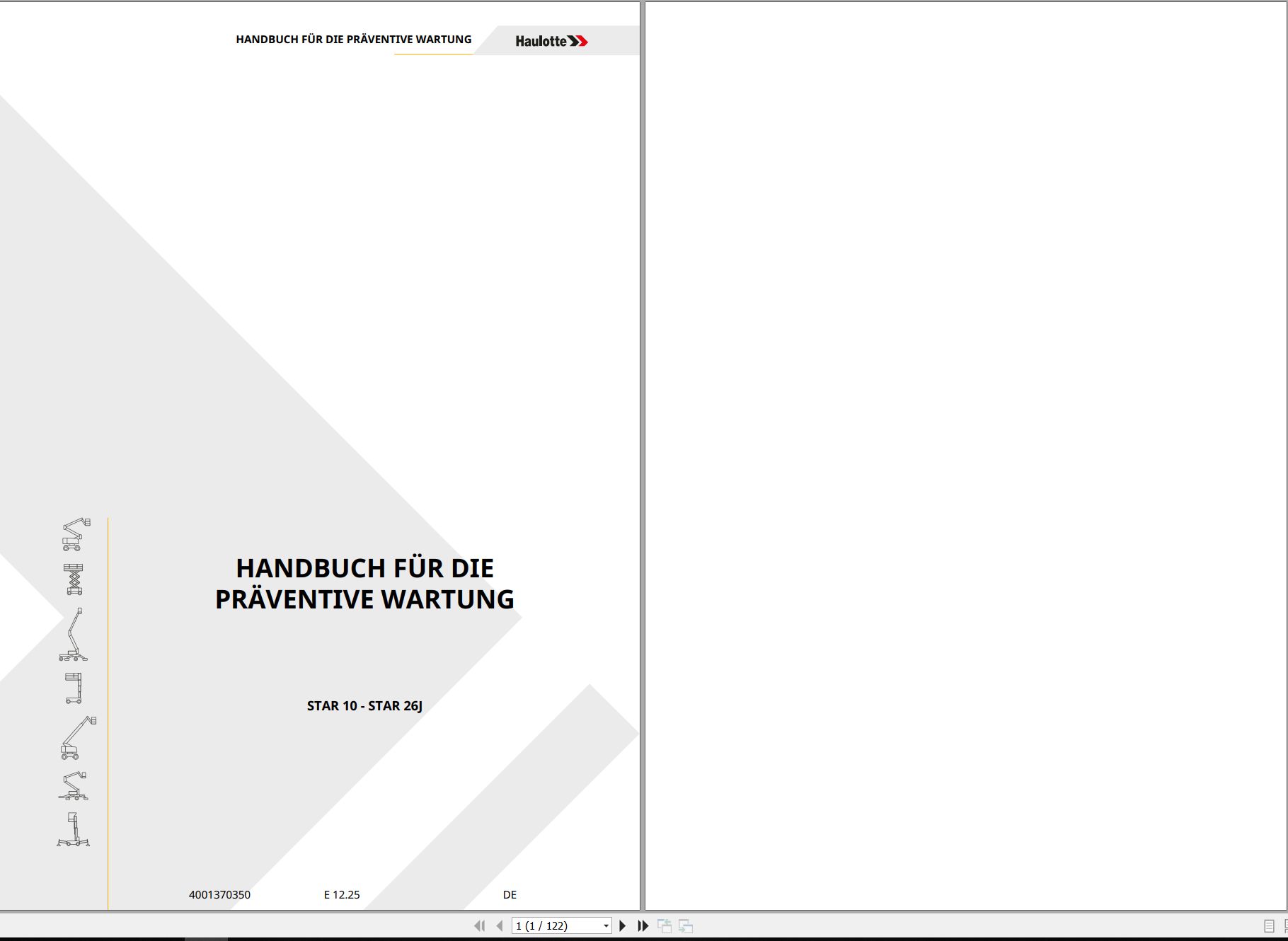 Haulotte Vertical Mast STAR 10 STAR 26J Maintenance Manual 4001370350 12.2025 DE (1)