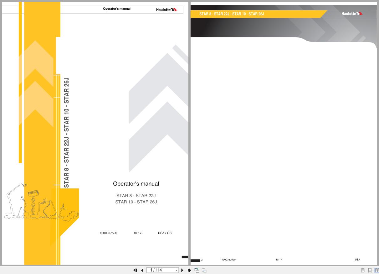 Haulotte Vertical Mast STAR 10 to STAR 22J Operators Manual 4000357590 01.2016 EN (1)