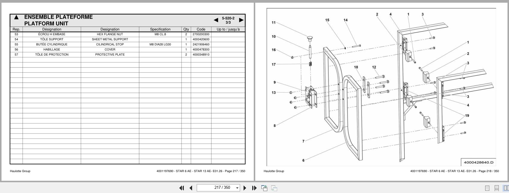 Haulotte Vertical Mast STAR 6 AE STAR 13 AE Spare Parts Catalog 4001197690 01.2026 EN FR (2)