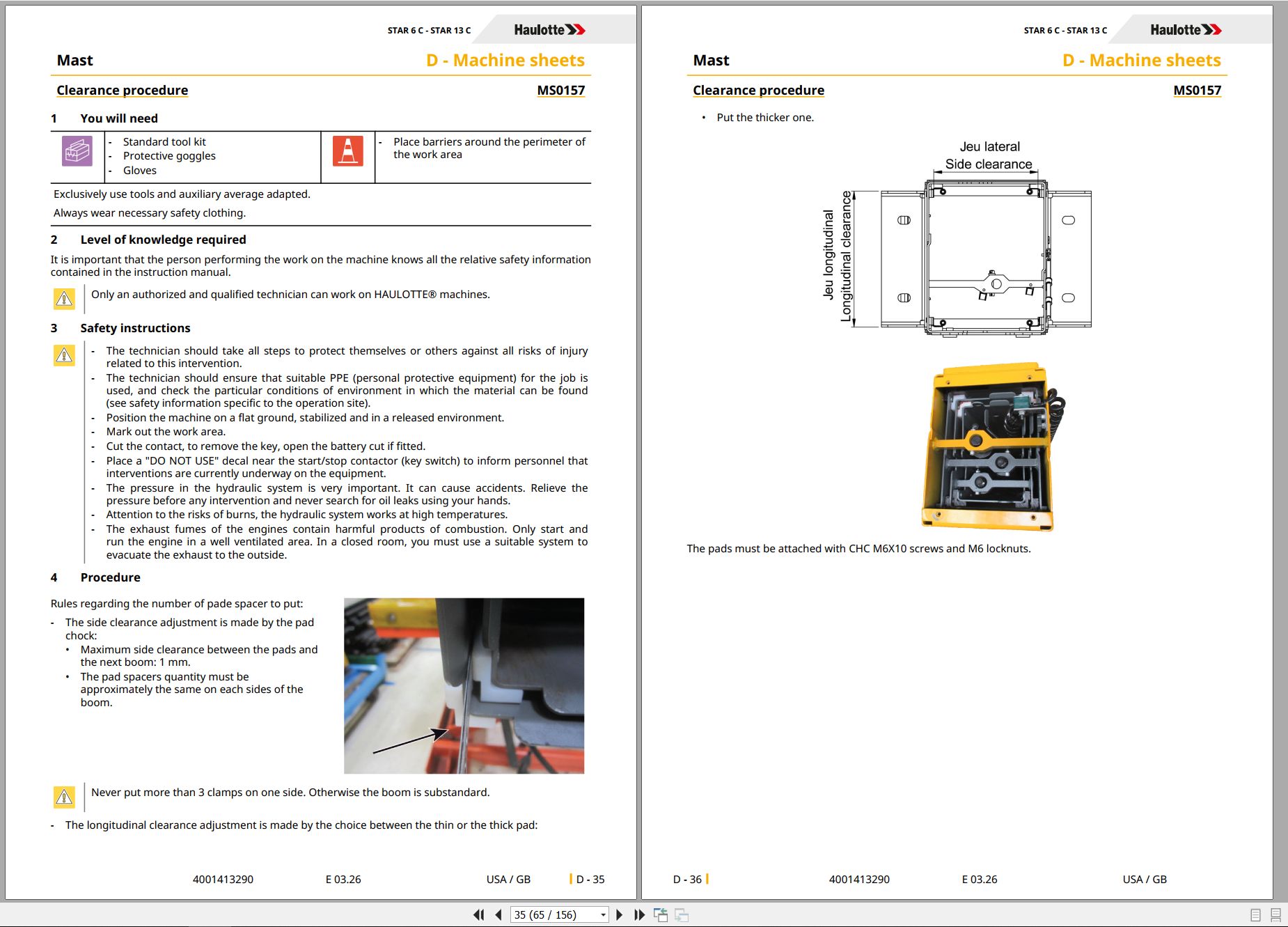 Haulotte Vertical Mast STAR 6 C STAR 13 C Service Repair Manual 4001413290 03.2026 EN (2)