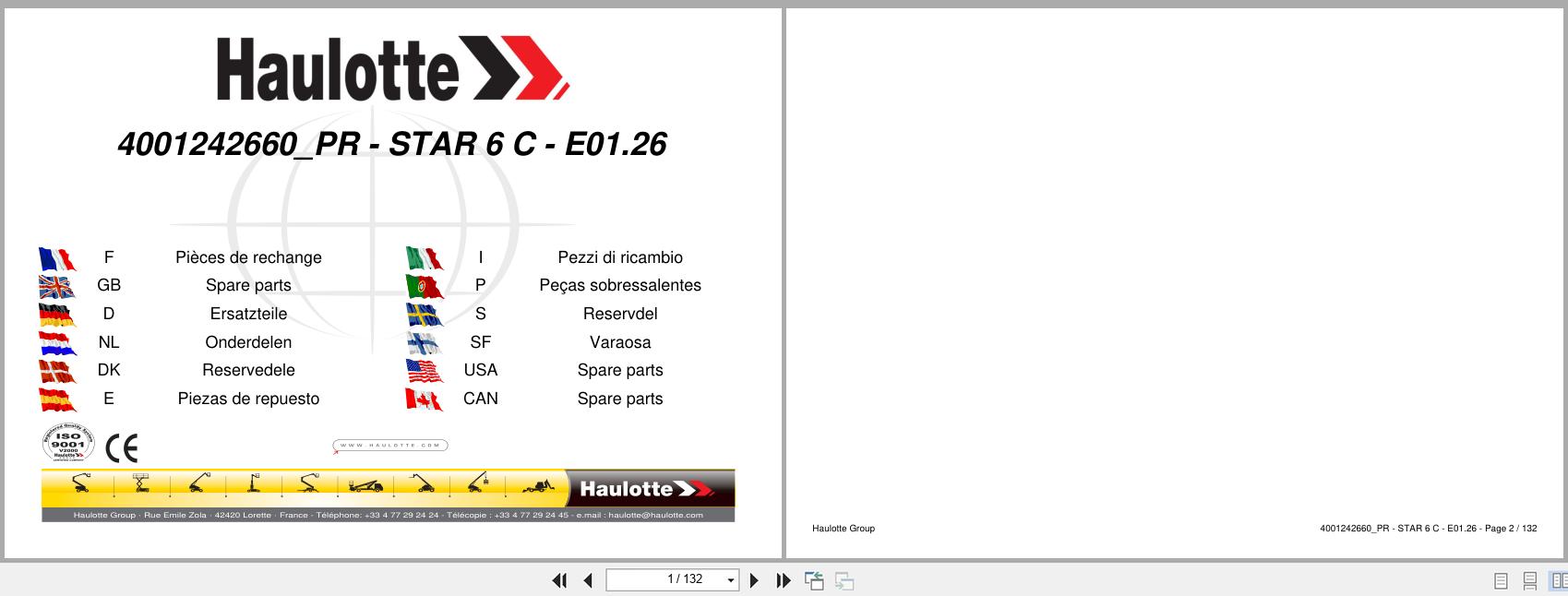 Haulotte Vertical Mast STAR 6 C Spare Parts Catalog 4001242660 01.2026 EN FR (1)