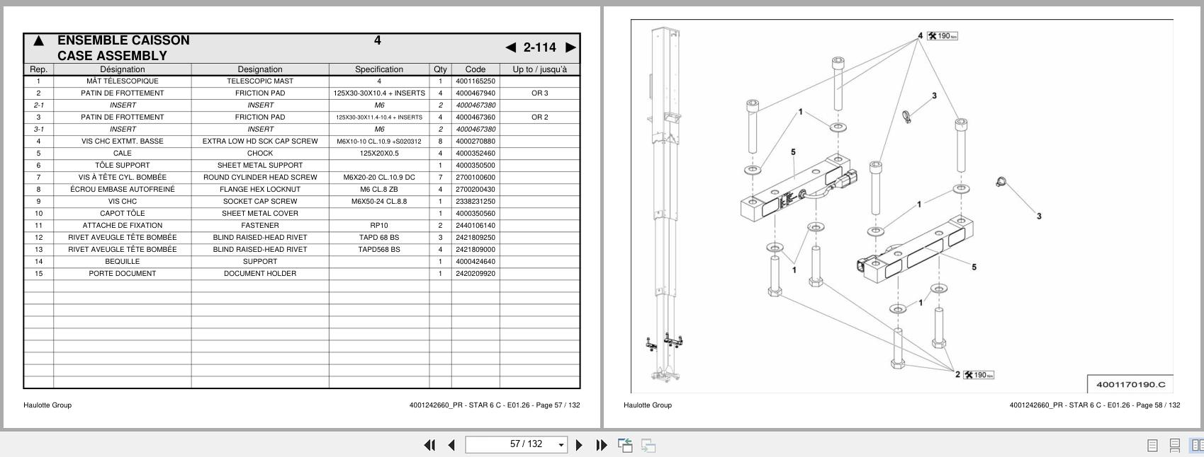 Haulotte Vertical Mast STAR 6 C Spare Parts Catalog 4001242660 01.2026 EN FR (2)