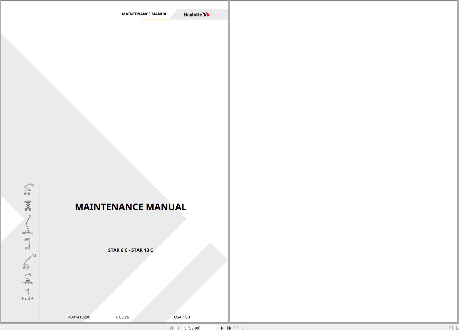 Haulotte Vertical Mast STAR 6 C Star 13 C Maintenance Manual 4001413200 03.2026 EN (1)