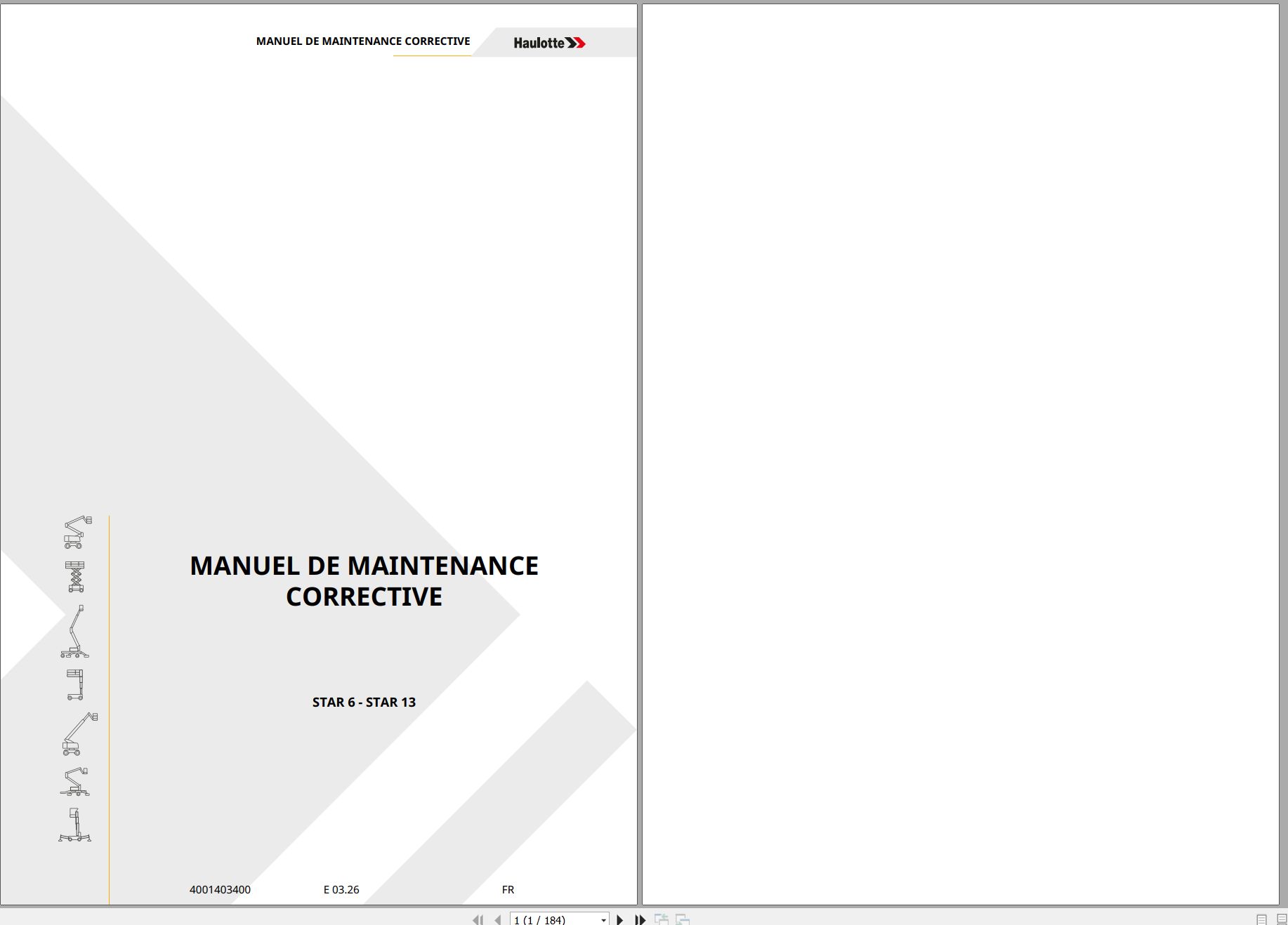 Haulotte Vertical Mast STAR 6 STAR 13 Maintenance Manual 4001403400 03.2026 FR (1)