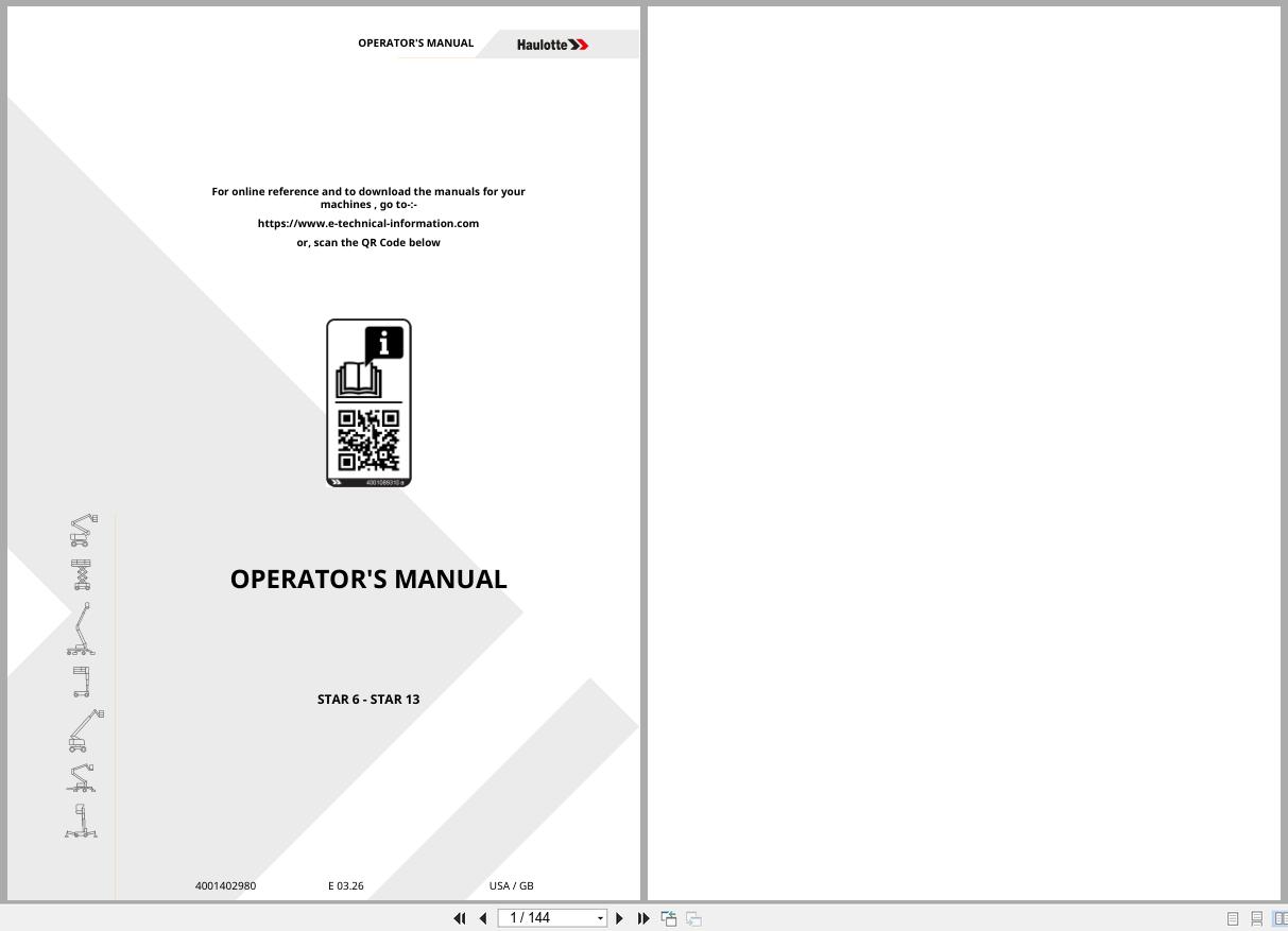 Haulotte Vertical Mast STAR 6 STAR 13 Operators Manual 4001402980 03.2026 EN (1)