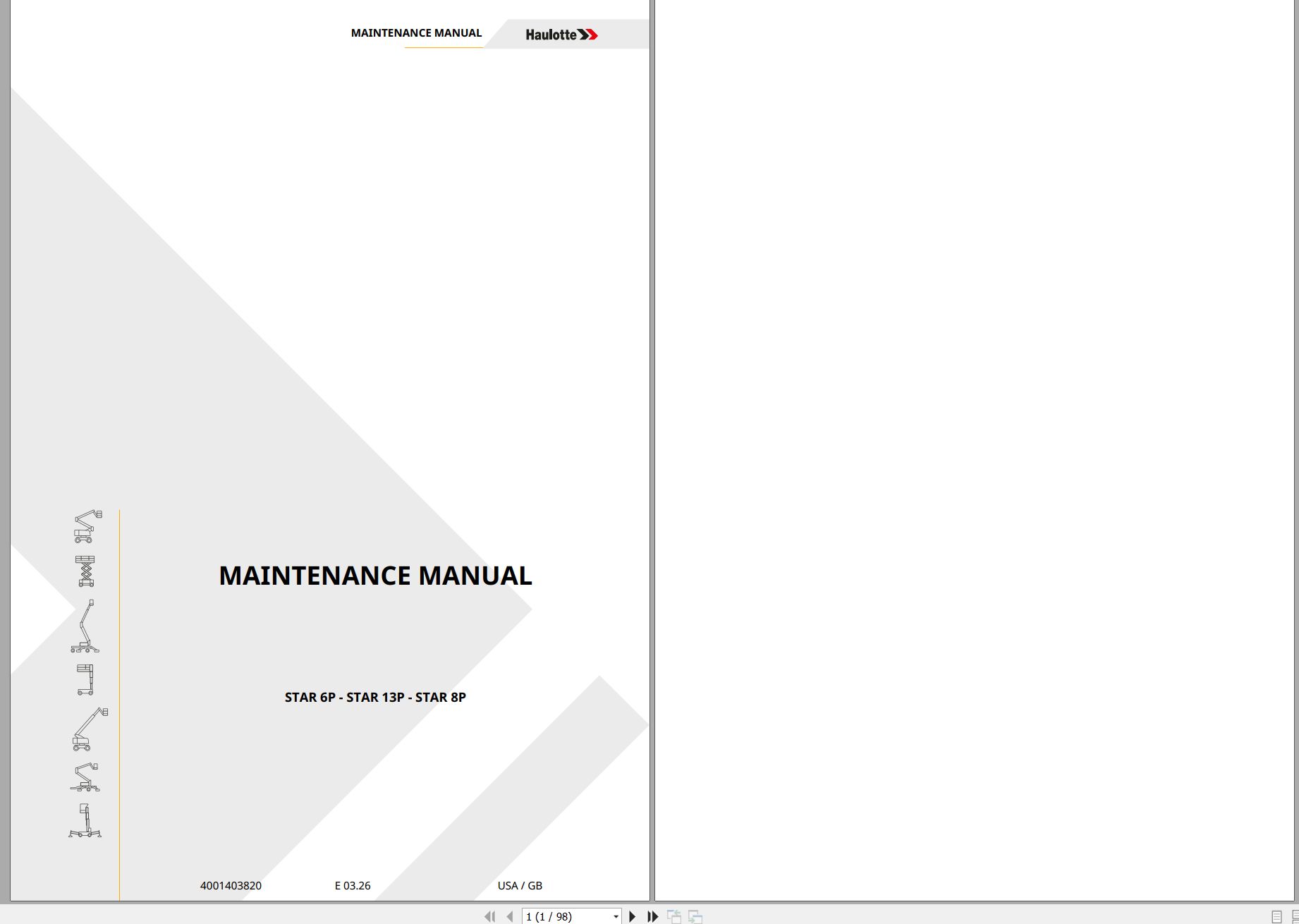 Haulotte Vertical Mast STAR 6P 13P 8P Maintenance Manual 4001403820 03.2026 EN (1)