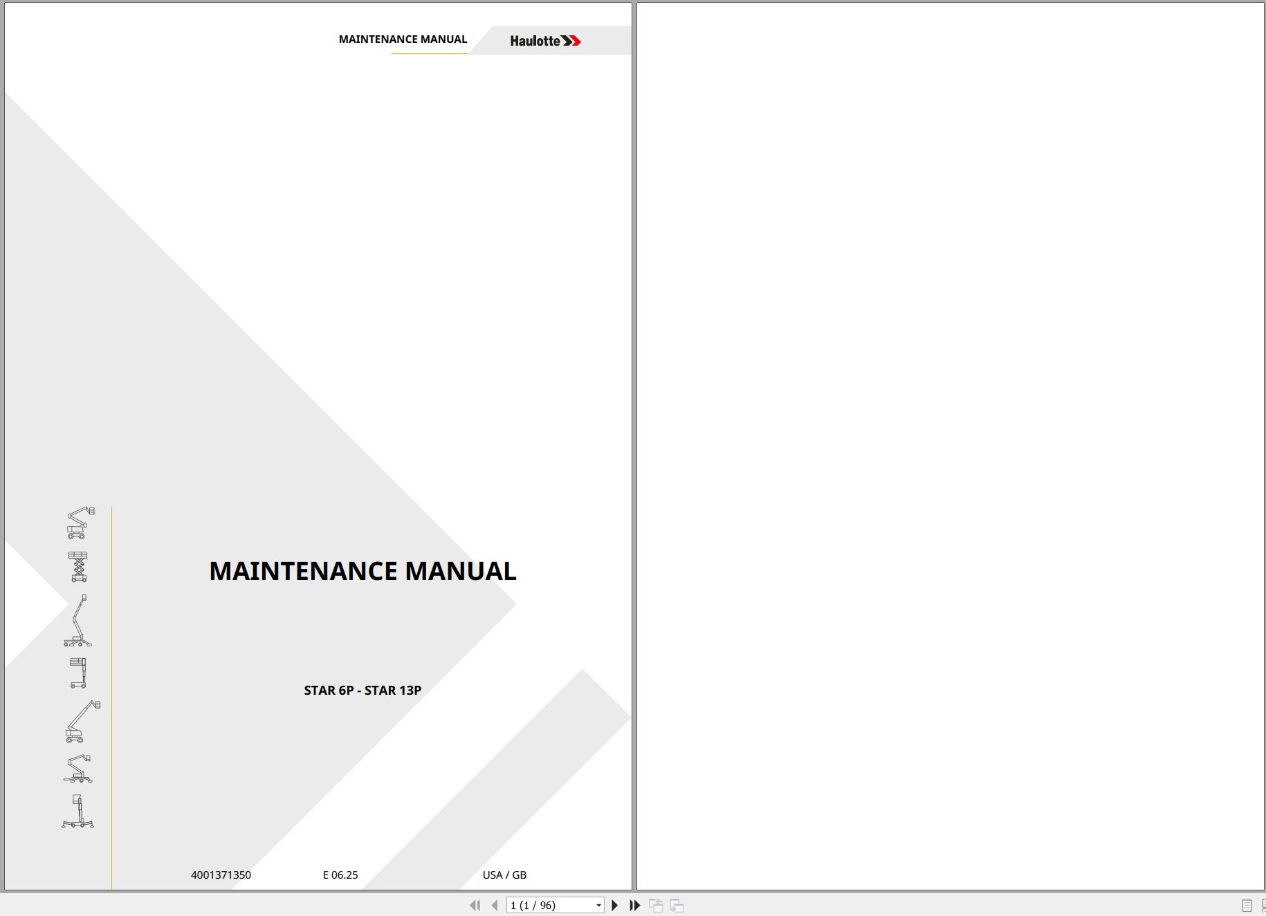 Haulotte Vertical Mast STAR 6P STAR 13P Maintenance Manual 4001371350 06.2025 EN (1)