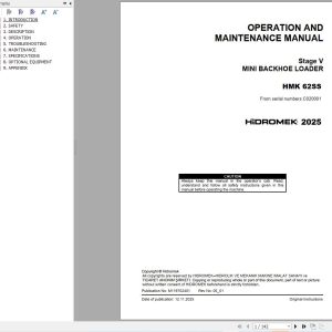 Hidromek Backhoe Loader HMK62SS Stage5 Operation Manual M119702401 2025 (1)