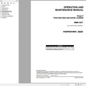 Hidromek Backhoe Loader HMK62T Stage5 Operation Manual M219703401 2025 (1)