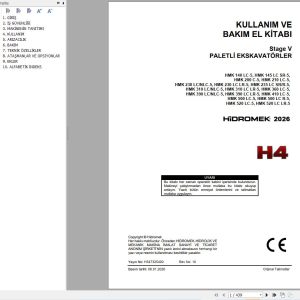 Hidromek Excavator HMK140LC 5 to HMK520LC LR 5 Operation Manual H347325400 2026 TR (1)