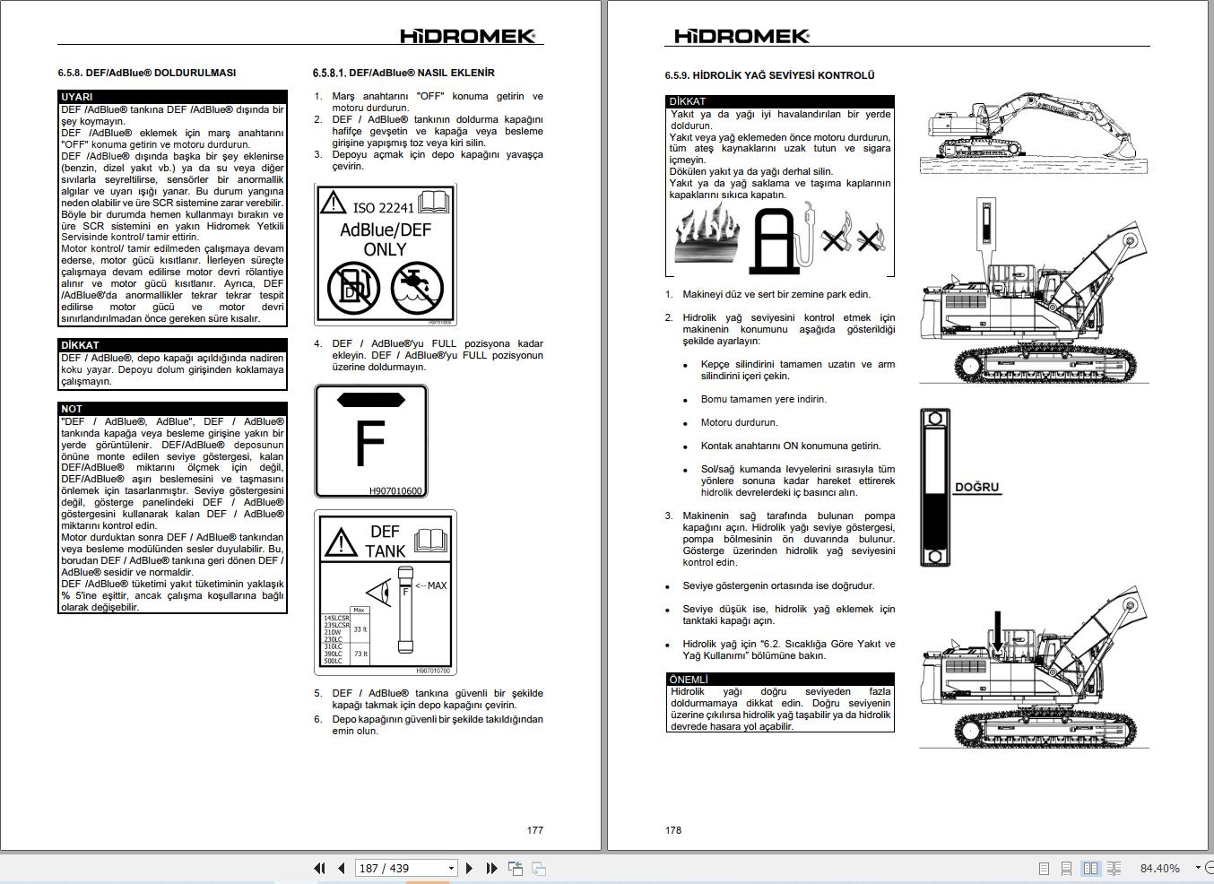 Hidromek Excavator HMK140LC 5 to HMK520LC LR 5 Operation Manual H347325400 2026 TR (2)