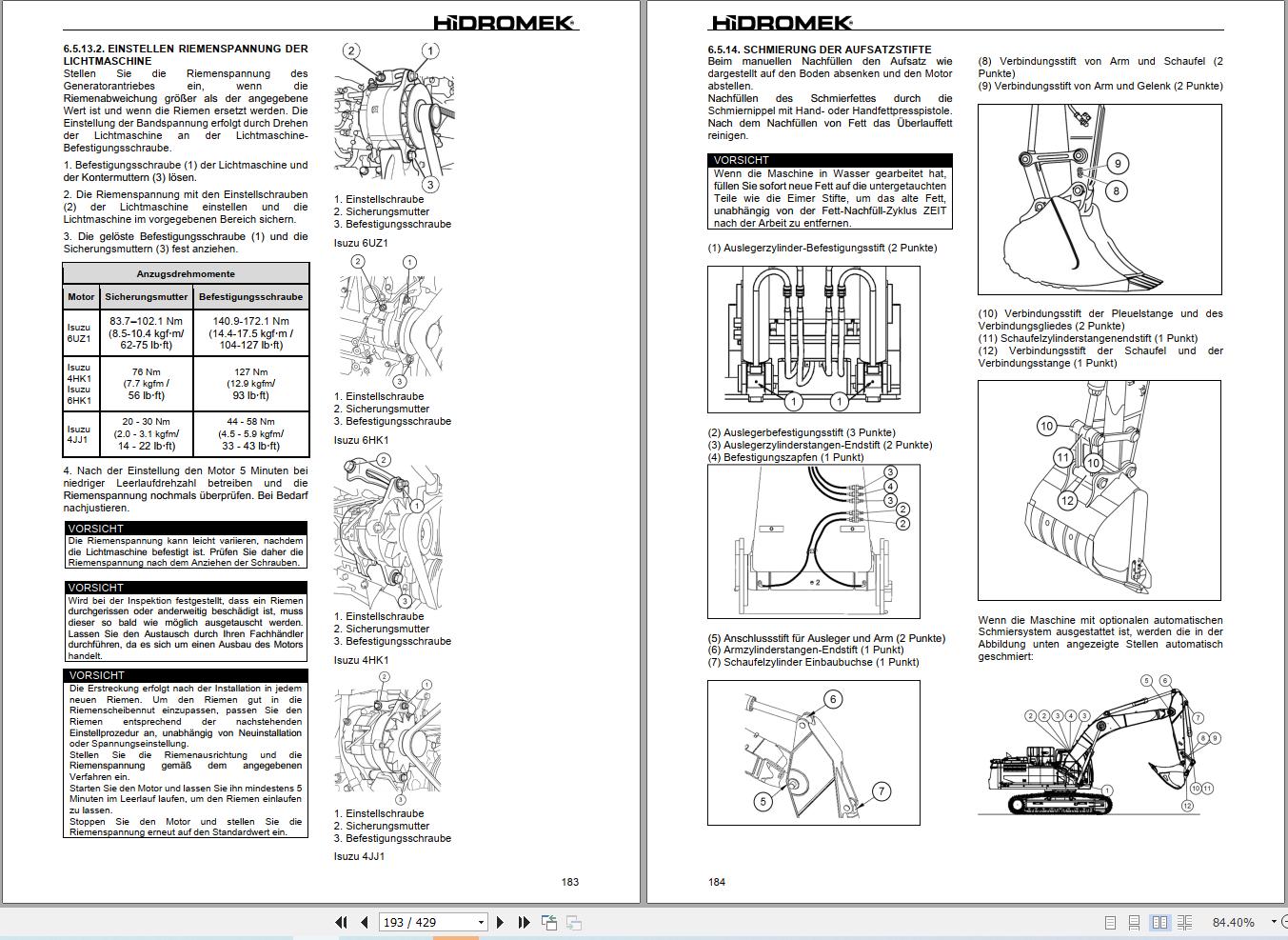 Hidromek Excavator HMK140LC 5 to HMK520LC LR 5 Operation Manual H347325412 2026 DE (2)