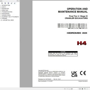 Hidromek Excavator HMK145LC 4 SR to HMK500LC 4 Operation Manual H347324401 2025 (1)