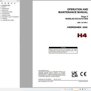 Hidromek Excavator HMK150WR 5 H4 Operation Manual H237355401 2026 (1)