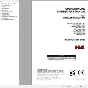 Hidromek Excavator HMK200C 3A to HMK410LC 3A Operation Manual H34732C401 2025 (1)