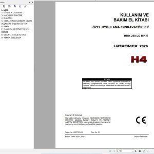 Hidromek Excavator HMK230LC MH 5 Operation Manual H557325400 2026 TR (1)