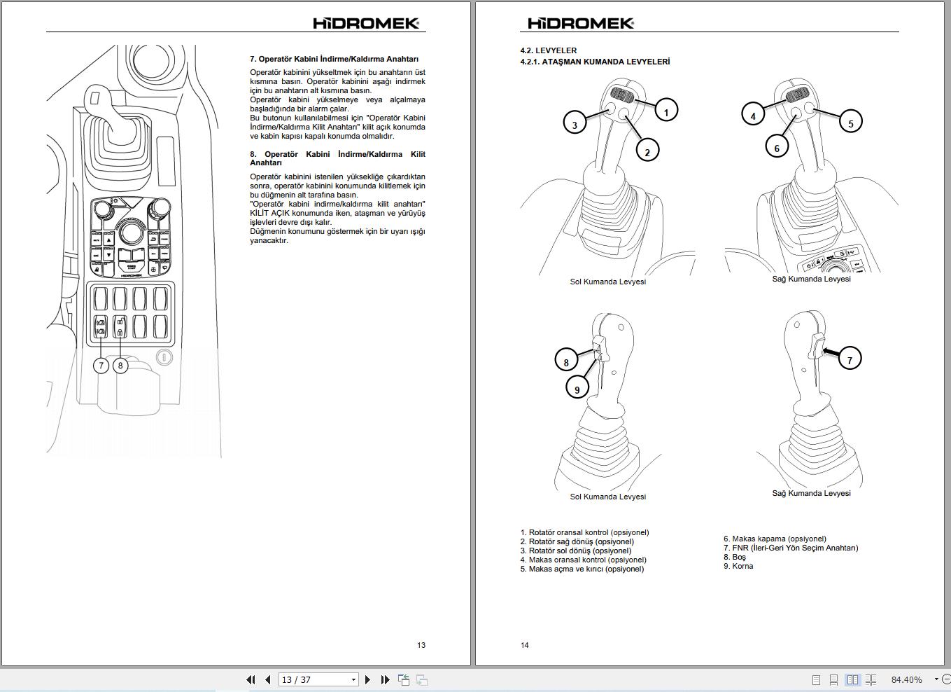 Hidromek Excavator HMK230LC MH 5 Operation Manual H557325400 2026 TR (2)