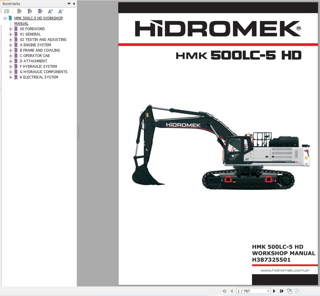 Hidromek Excavator HMK500LC 5 HD Stage5 Workshop Manual H387325501 (1)