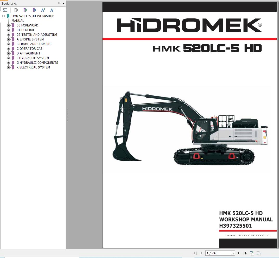 Hidromek Excavator HMK520LC 5 HD Stage5 Workshop Manual H397325501 (1)