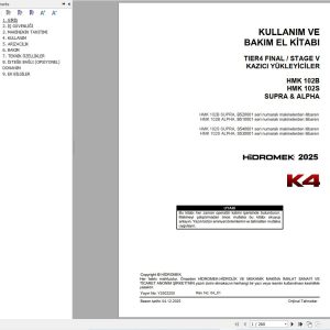 Hidromek HMK102B HMK102S SUPRA & ALPHA K4 Operation Manual Y2502200 2025 TR (1)