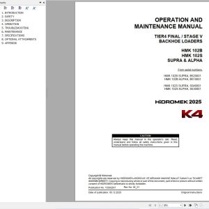 Hidromek HMK102B HMK102S SUPRA & ALPHA K4 Operation Manual Y2502201 2025 (1)