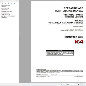 Hidromek HMK102B K4 SUPRA & ALPHA GREENTEC Operation Manual Y2503201 2025 (1)