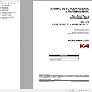 Hidromek HMK102B K4 SUPRA & ALPHA GREENTEC Operation Manual Y2503203 2025 ES (1)
