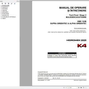 Hidromek HMK102B K4 SUPRA & ALPHA GREENTEC Operation Manual Y2503207 2025 RO (1)