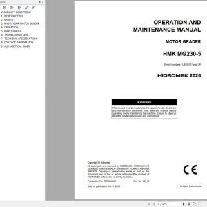 Hidromek Motor Grader HMK MG230 5 Operation Manual R23034401 2026 (1)