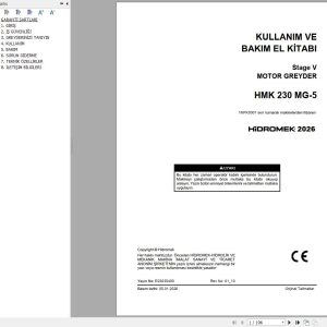 Hidromek Motor Grader HMK230MG 5 Stage 5 Operation Manual R23035400 2026 TR (1)