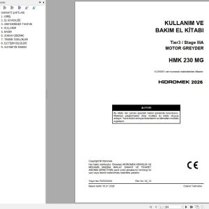 Hidromek Motor Grader HMK230MG Stage3A Operation Manual R23032400 2026 TR (1)