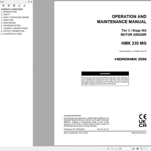 Hidromek Motor Grader HMK230MG Stage3A Operation Manual R23032401 2026 (1)