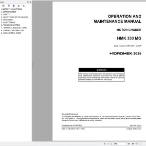Hidromek Motor Grader HMK330MG Operation Manual R33000401 2026 (1)
