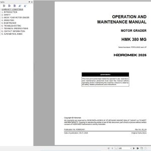 Hidromek Motor Grader HMK380MG Operation Manual R38002401 2026 (1)