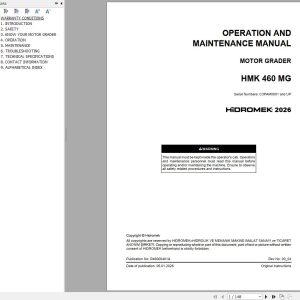 Hidromek Motor Grader HMK460MG Operation Manual R46000401A 2026 (1)