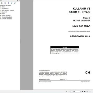 Hidromek Motor Grader HMK600MG 5 Stage 5 Operation Manual R60015400 2026 TR (1)