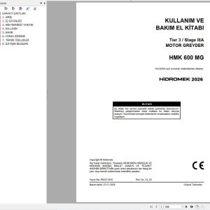 Hidromek Motor Grader HMK600MG Stage3A Operation Manual R60012400 2026 TR (1)