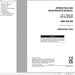 Hidromek Motor Grader HMK600MG Stage3A Operation Manual R60012401 2026 (1)