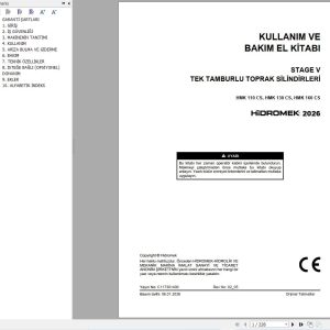 Hidromek Soil Compactor HMK110CS to HMK160CS Operation Manual C117301400 2026 TR (1)