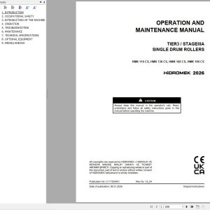 Hidromek Soil Compactor HMK110CS to HMK190CS Operation Manual C117300401 2026 (1)
