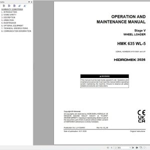 Hidromek Wheel Loader HMK635WL 5 Stage 5 Operation Manual L217200401 2026 (1)