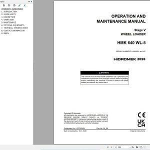 Hidromek Wheel Loader HMK640WL 5 Stage5 Operation Manual L227202401 2026 (1)