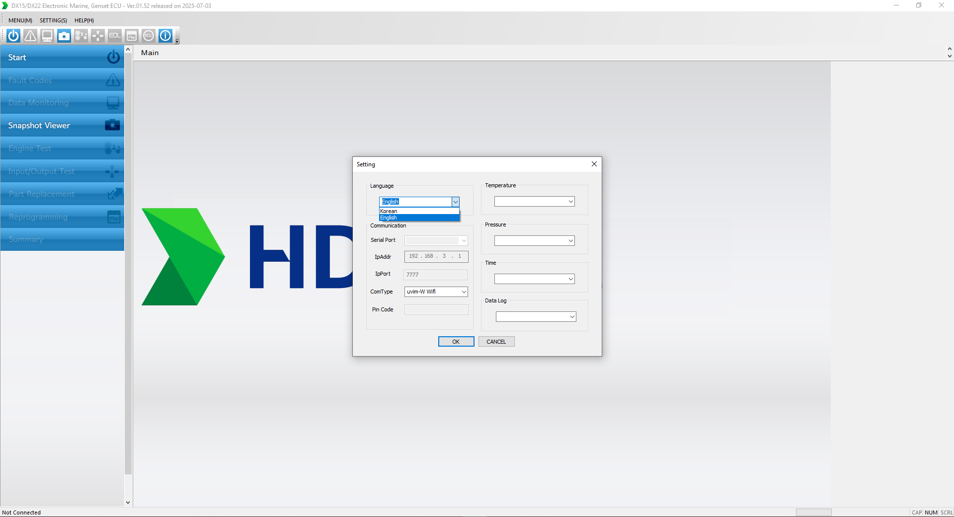 How To Fix Error Hyundai Electronic Marine Genset ECU DX15 DX22 ECU 01.52 03.07.2025 Diagnostic Program (1)