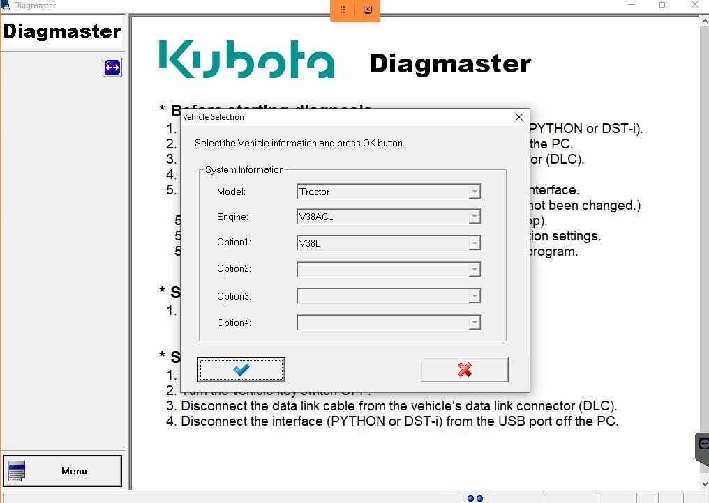 How to connect Machine Dieci with Dieci Kubota Diagmaster DSTi Adapter 2