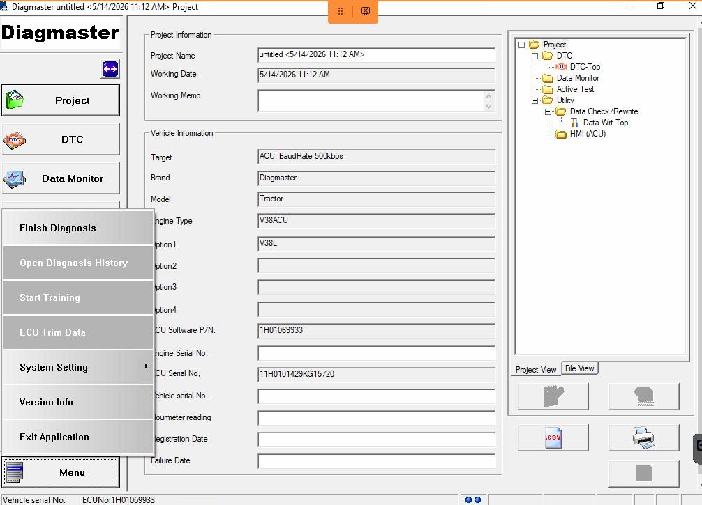 How to connect Machine Dieci with Dieci Kubota Diagmaster DSTi Adapter 6