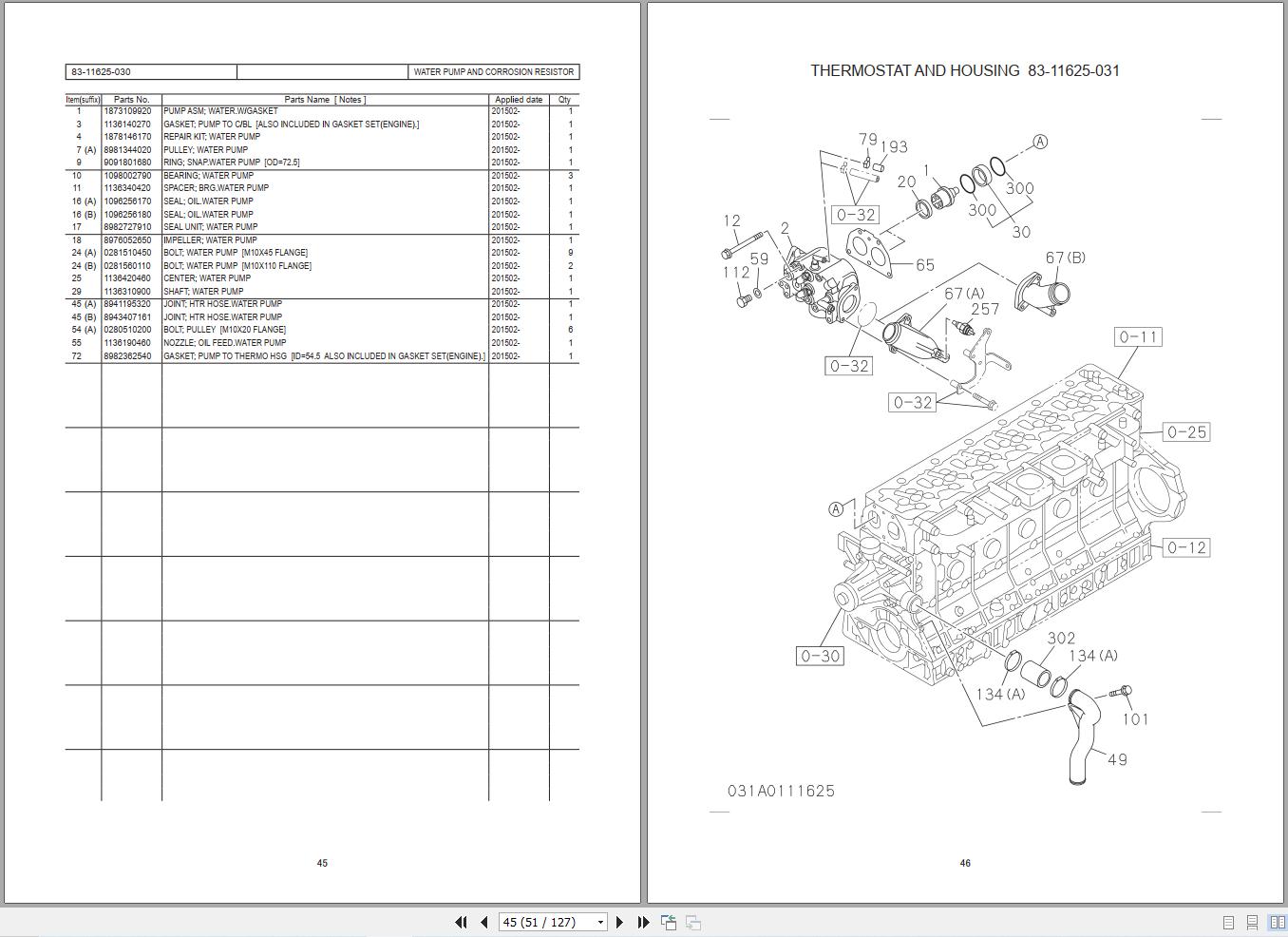 Isuzu Engine 6UZ1 D for Sumitomo Excavator Parts Catalog 2