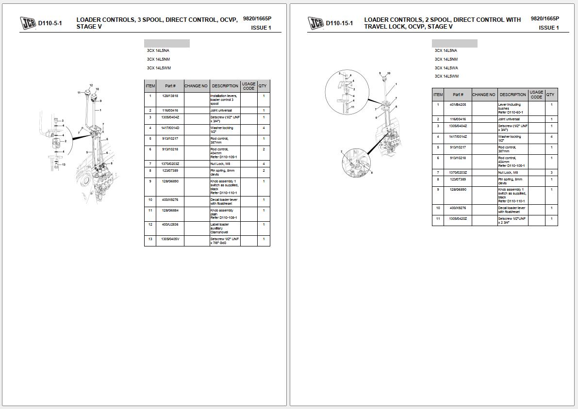JCB Backhoe Loader 3CX 14L5NA 3CX 14L5NM 3CX 14L5WA 3CX 14L5WM Parts Catalog 9820 1665P (2)