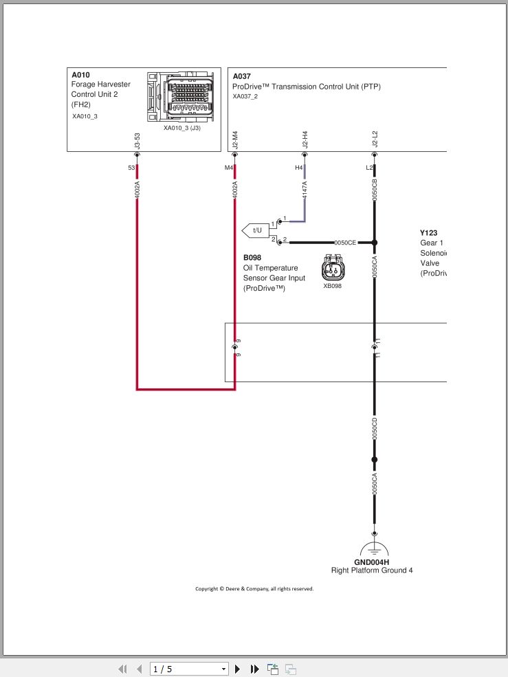 John Deere Harvester 8100 to 8800 Electrical Diagram TM407019 (2)