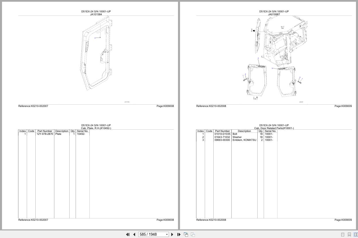 Komatsu Bulldozer D51EX 24 SN 10001 UP Parts Catalog (2)