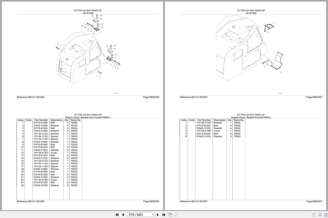 Komatsu Bulldozer D71PXI 24 SN 70002 UP Parts Catalog (3)